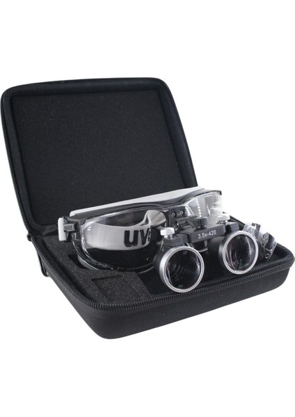 Hiperlupa ST355 Doktor Gözlük Uvex Siyah Gri Çerçeve 3-5x Metal Çerçeve Loupe