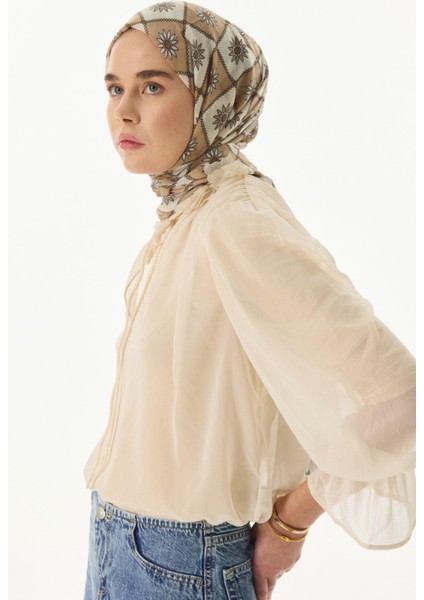 Edna Etnik Desen Siyah-Bej Pamuklu Şal fiyatları