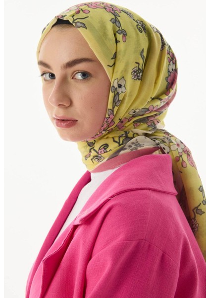 Lilac Çiçek Desen Turkuaz Pamuklu Şal fırsatları