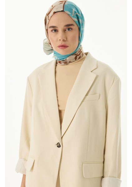 Ivy Çizgi Yaprak Desen Turkuaz Pamuklu Şal fırsatları