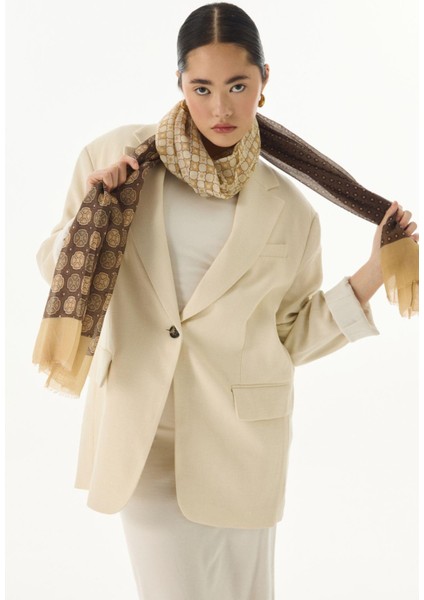 Carol Geometrik Desen Haki Pamuklu Şal