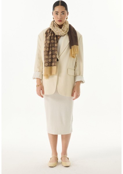 Carol Geometrik Desen Haki Pamuklu Şal fiyatları