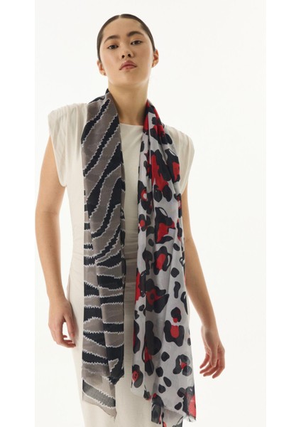 Amber Dalga Desen Sarı-Gri Pamuklu Şal fiyatları