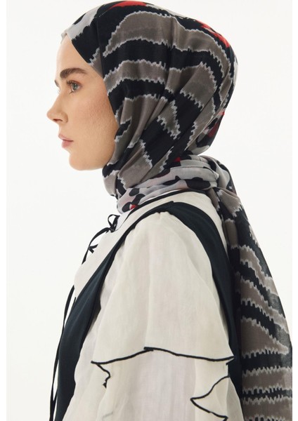 Amber Dalga Desen Sarı-Gri Pamuklu Şal modelleri