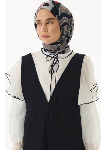 Amber Dalga Desen Sarı-Gri Pamuklu Şal fırsatları