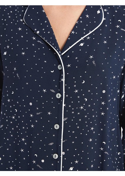 Lcw Dream Baskılı Gömlek Yaka Baskılı Uzun Kollu Kadın Pijama Takımı modelleri