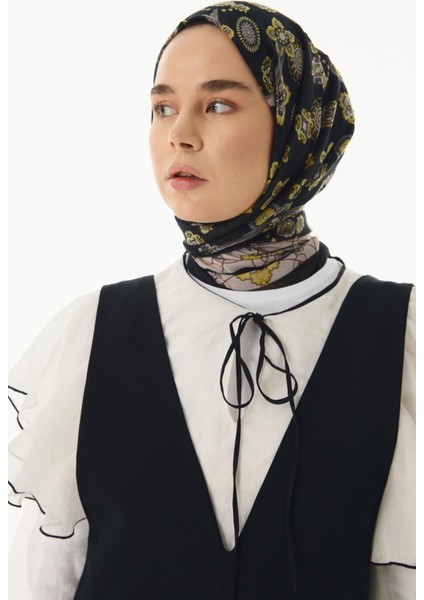 Lotus Fiyonk Desen Şeker Pembe Pamuklu Şal