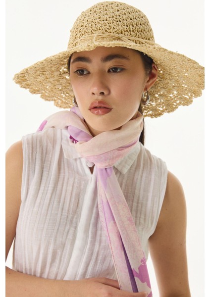 Laura Bulut Desen Lila Pamuklu Şal