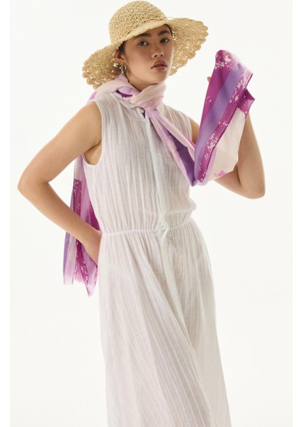 Laura Bulut Desen Lila Pamuklu Şal modelleri