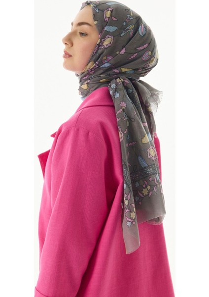 Lina Nine Desen Gri Pudra Pamuklu Şal fiyatları