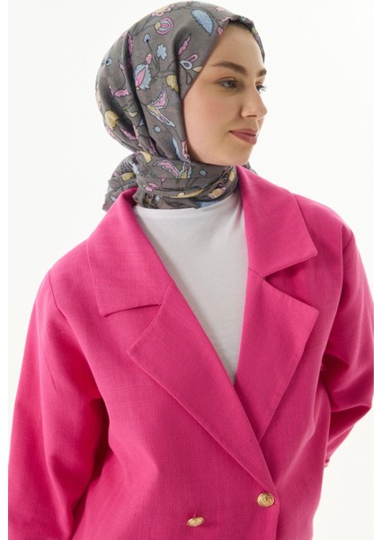 Lina Nine Desen Gri Pudra Pamuklu Şal modelleri