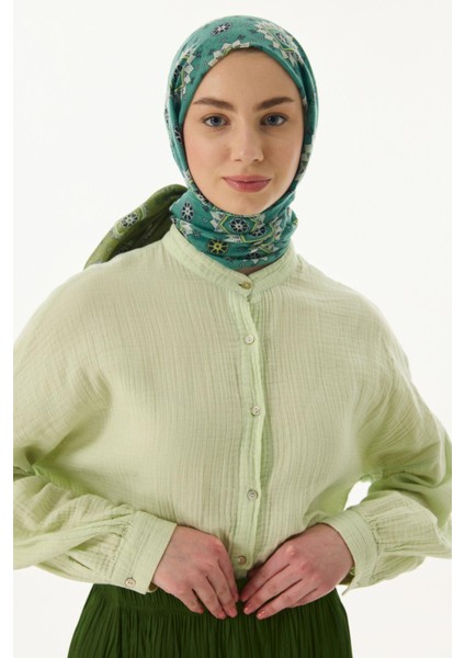 Ember Etnik Desen Yeşil-yağ yeşil Pamuklu Şal modelleri