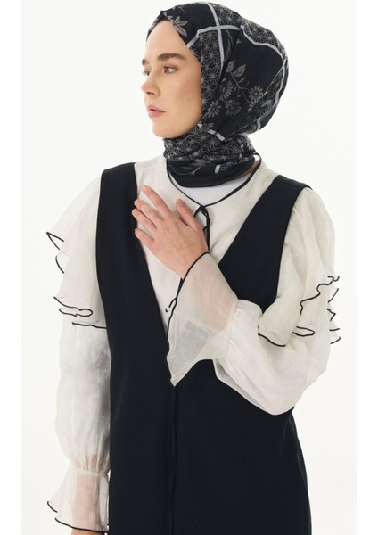 Shay Çiçek Desen Siyah Pamuklu Şal modelleri