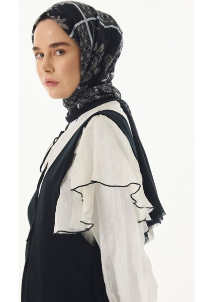 Shay Çiçek Desen Siyah Pamuklu Şal fırsatları