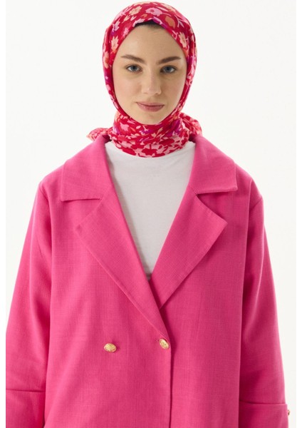 Bloom Plumeria Desen Fuşya Pamuklu Şal