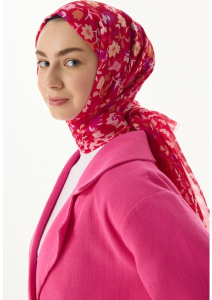 Bloom Plumeria Desen Fuşya Pamuklu Şal indirimleri