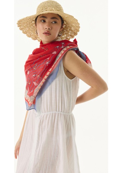 Terra Okyanus Desen Kırmızı Pamuklu Şal fiyatları