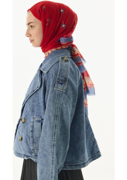 Terra Okyanus Desen Kırmızı Pamuklu Şal indirimleri