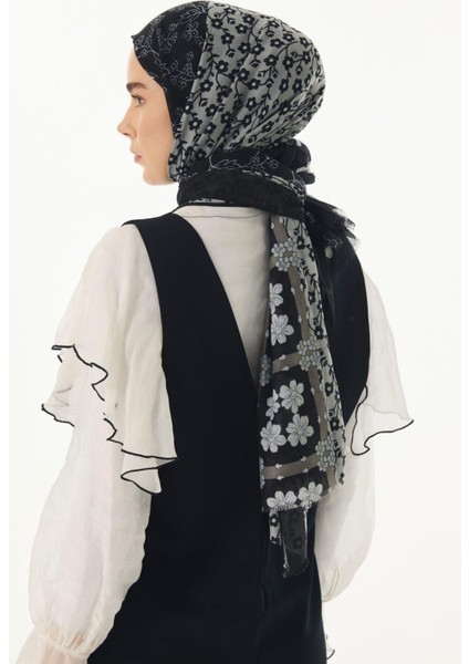 Gemma Papatya Desen Siyah Pamuklu Şal fiyatları