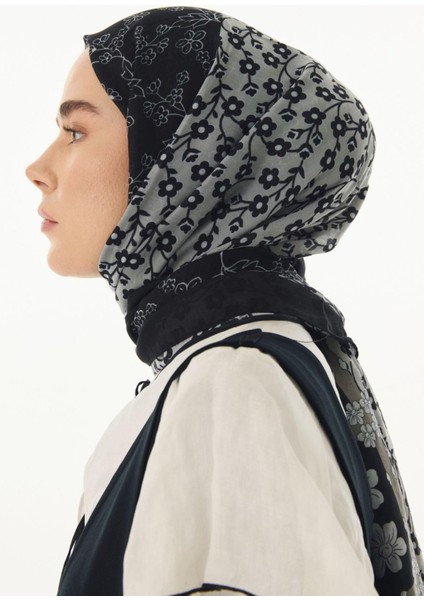 Gemma Papatya Desen Siyah Pamuklu Şal indirimleri