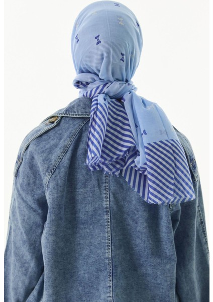 Holly Fiyonk Desen Bebe mavi Pamuklu Şal modelleri