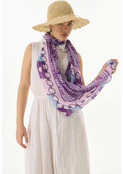 Maya Mini Kalpli Kazayağı Desen Siyah Pamuklu Şal