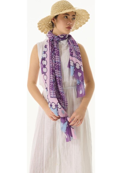 Maya Mini Kalpli Kazayağı Desen Siyah Pamuklu Şal fiyatları