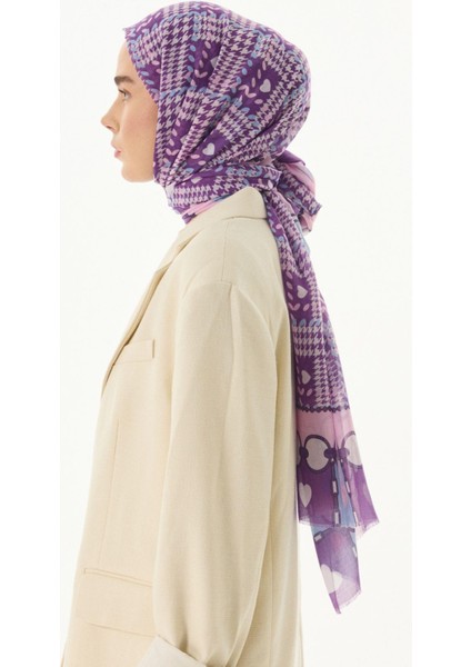 Maya Mini Kalpli Kazayağı Desen Siyah Pamuklu Şal indirimleri