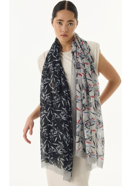 Zeyn Zeytin Yaprak’ı Desenli Siyah-Gri Pamuklu Şal fiyatları