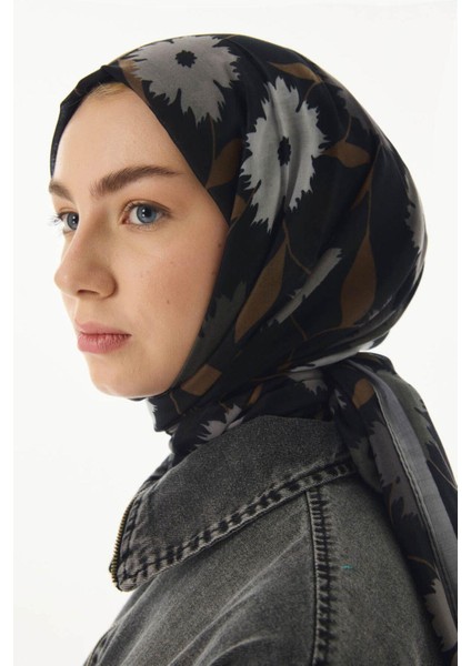 Ella Çiçek Desen Siyah Pamuklu Şal fiyatları