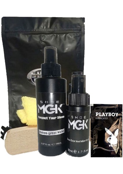Shoe Mgk 150 ml Ayakkabı Temizleyici Sprey Yanında 50 ml Ayakkabı Koku Giderici Sprey - Bez ile Fırça + 1 Hediy.e Jel KOZME:0006