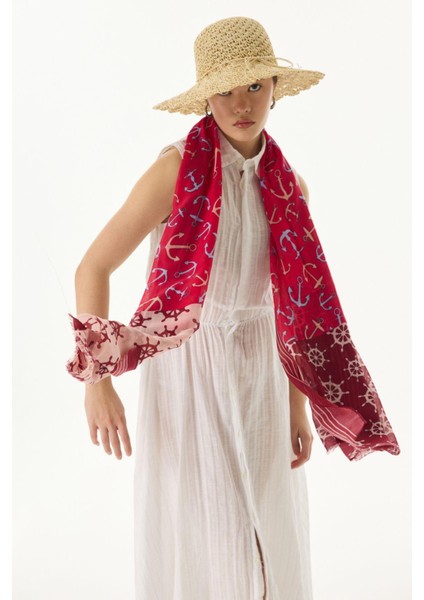 Mabel Dümen Desen Vişne Çürüğü - Fuşya Pamuklu Şal fiyatları