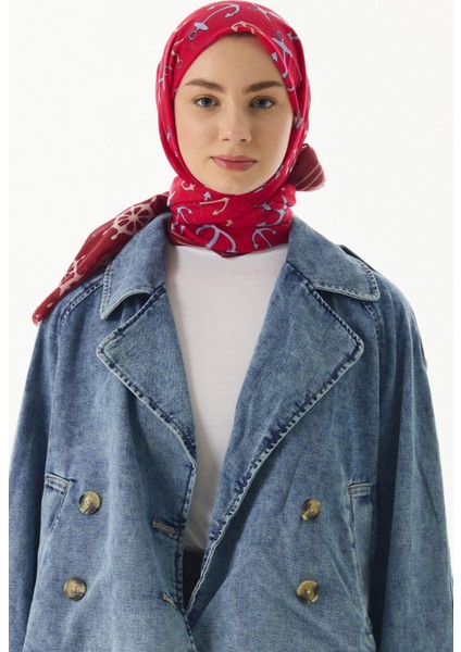 Mabel Dümen Desen Vişne Çürüğü - Fuşya Pamuklu Şal fırsatları