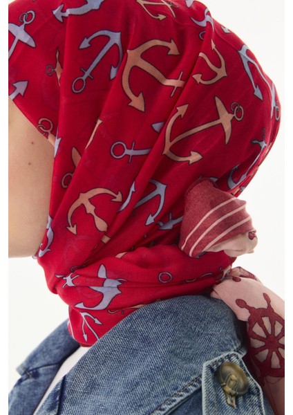 Mabel Dümen Desen Vişne Çürüğü - Fuşya Pamuklu Şal indirimleri