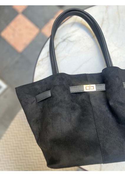 Karen Süet Toka Detaylı Siyah Kadın Çanta fiyatları