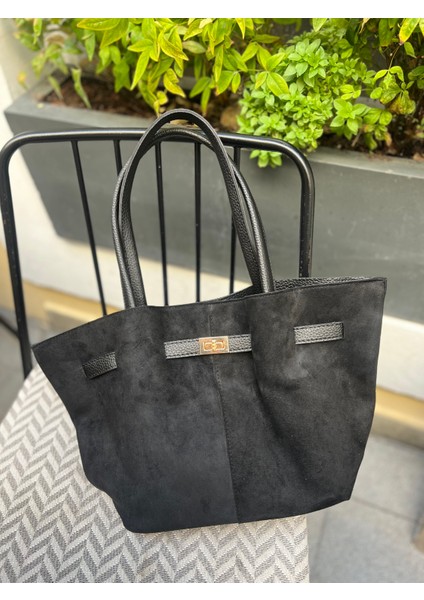 Karen Süet Toka Detaylı Siyah Kadın Çanta modelleri