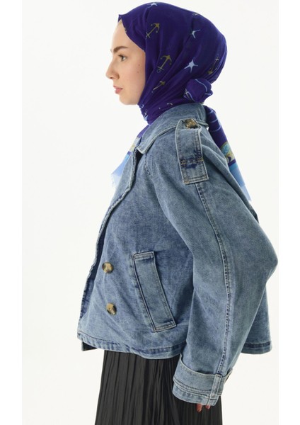 Terra Okyanus Desen Saks Mavi Pamuklu Şal fırsatları