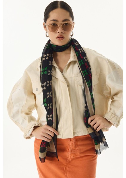 Perla Desenli Siyah Pamuklu Şal modelleri