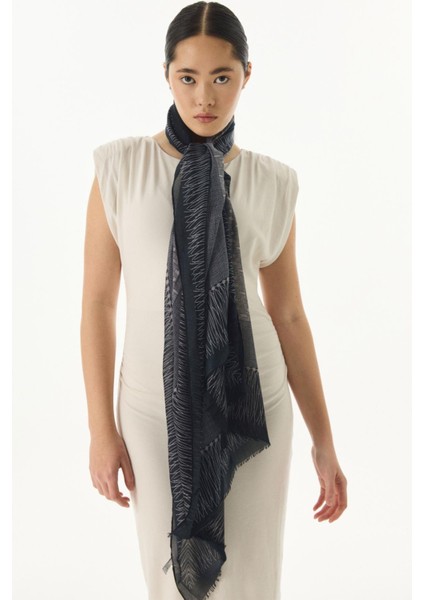 Aria Çizgi Desen Gri Pamuklu Şal fiyatları