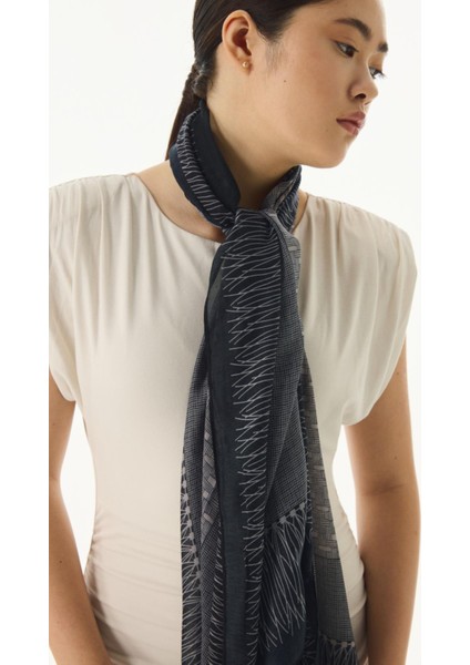 Aria Çizgi Desen Gri Pamuklu Şal modelleri