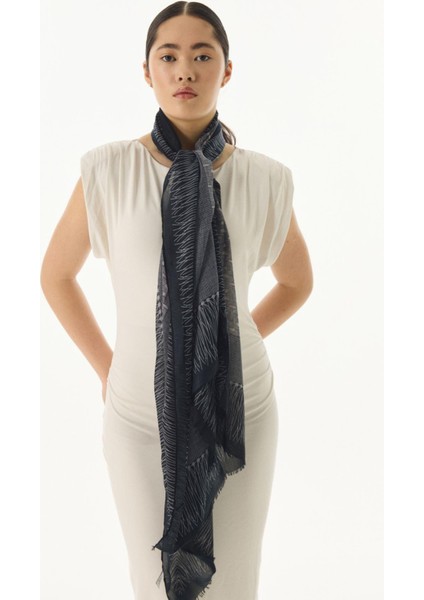 Aria Çizgi Desen Gri Pamuklu Şal fırsatları