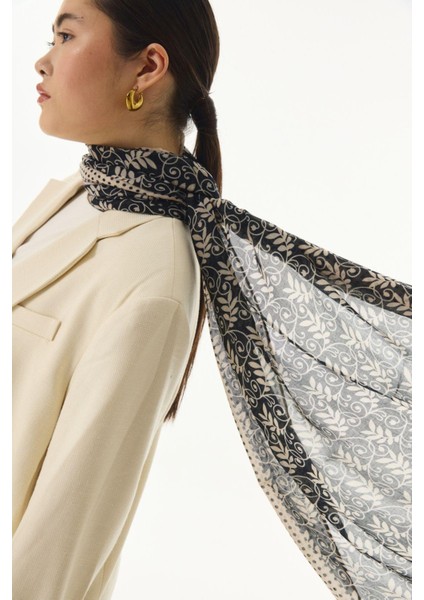 Emily Burçak Desen Siyah Pamuklu Şal modelleri