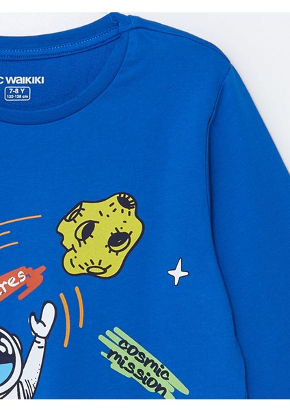 Lcw Kids Bisiklet Yaka Baskılı Uzun Kollu Erkek Çocuk Pijama Takımı