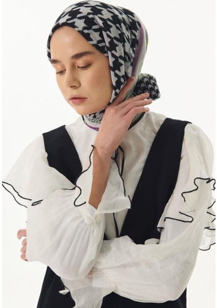 Evie Kazayağı Desen Mint Yeşil Pamuklu Şal