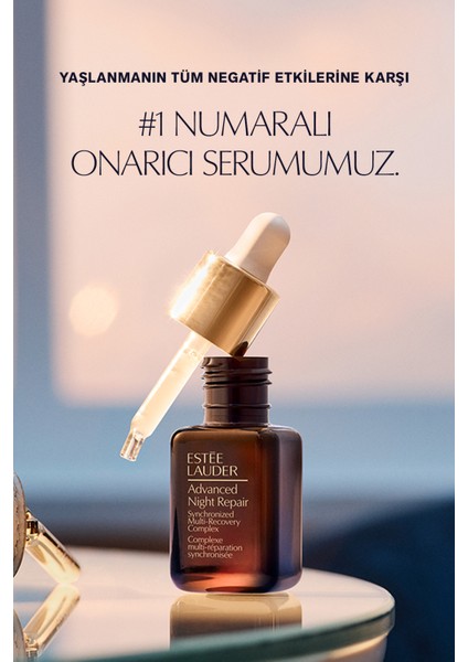 Estee Lauder Onarıcı Gece Rutini Cilt Bakım Seti - Serum 50 ml Temizleyici 30 ml, Power Crème 15 ml, Göz Kremi 5 ml