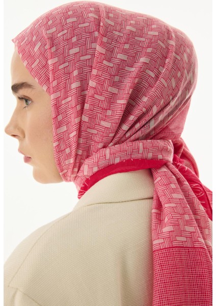 Aria Çizgi Desen fuşya Pamuklu Şal fırsatları
