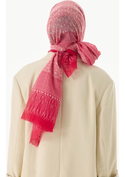 Aria Çizgi Desen fuşya Pamuklu Şal indirimleri