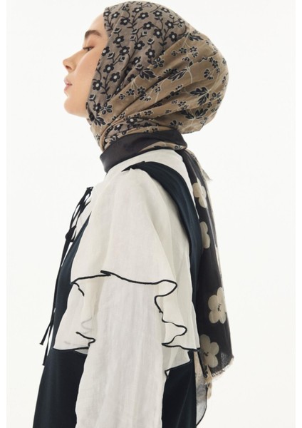 Gemma Papatya Desen kahverengi Pamuklu Şal modelleri