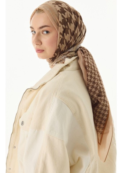 Evie Kazayağı Desen Bej Pamuklu Şal indirimleri