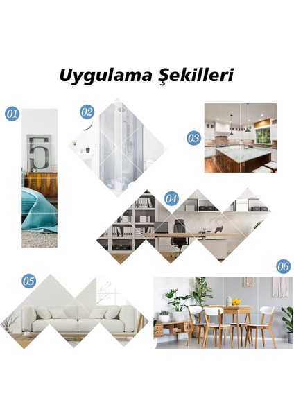 SN-24977 30X30CM Kendinden Yapışkanlı Esnek Pvc Duvar Aynası Panel Sticker Çıkartma